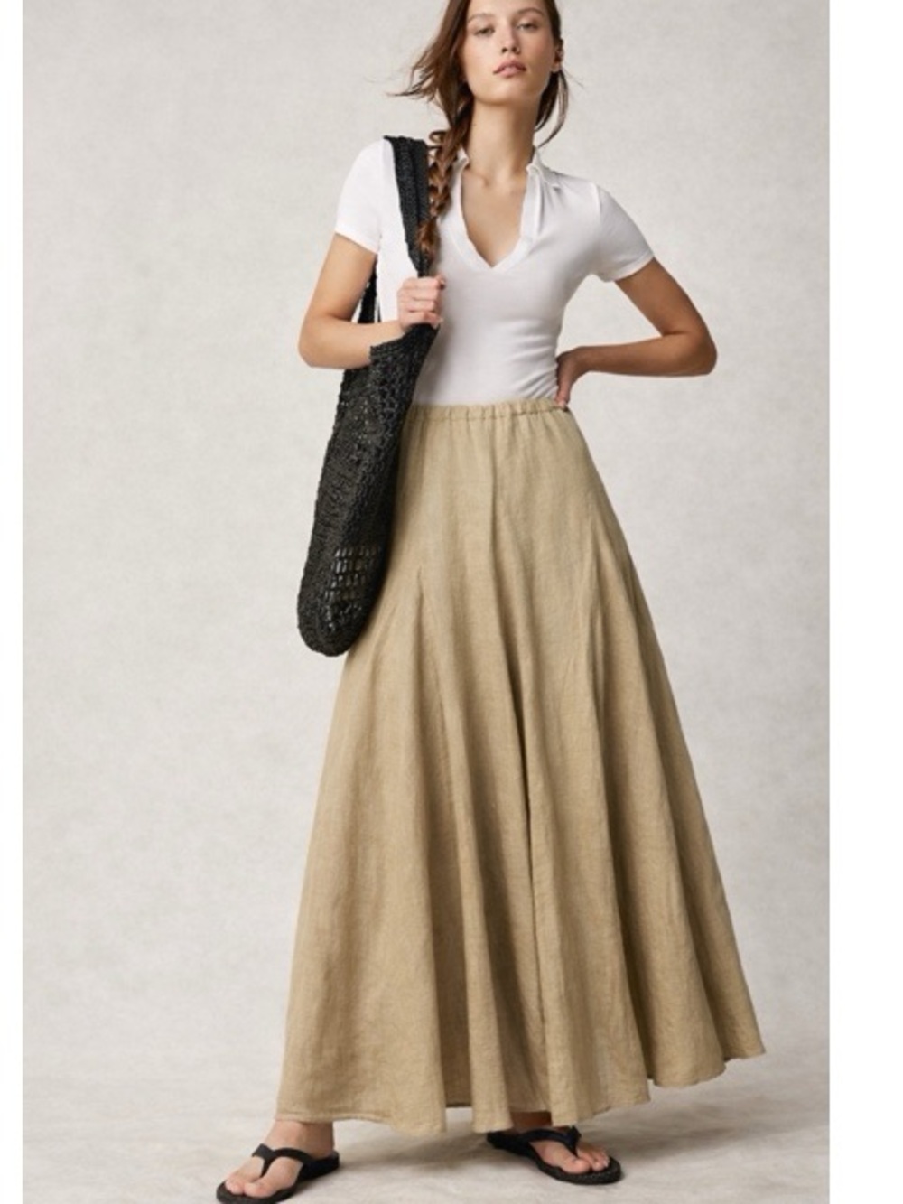 CP Shades Linen Lily Maxi Skirt XS 100% Linen Natural Beige